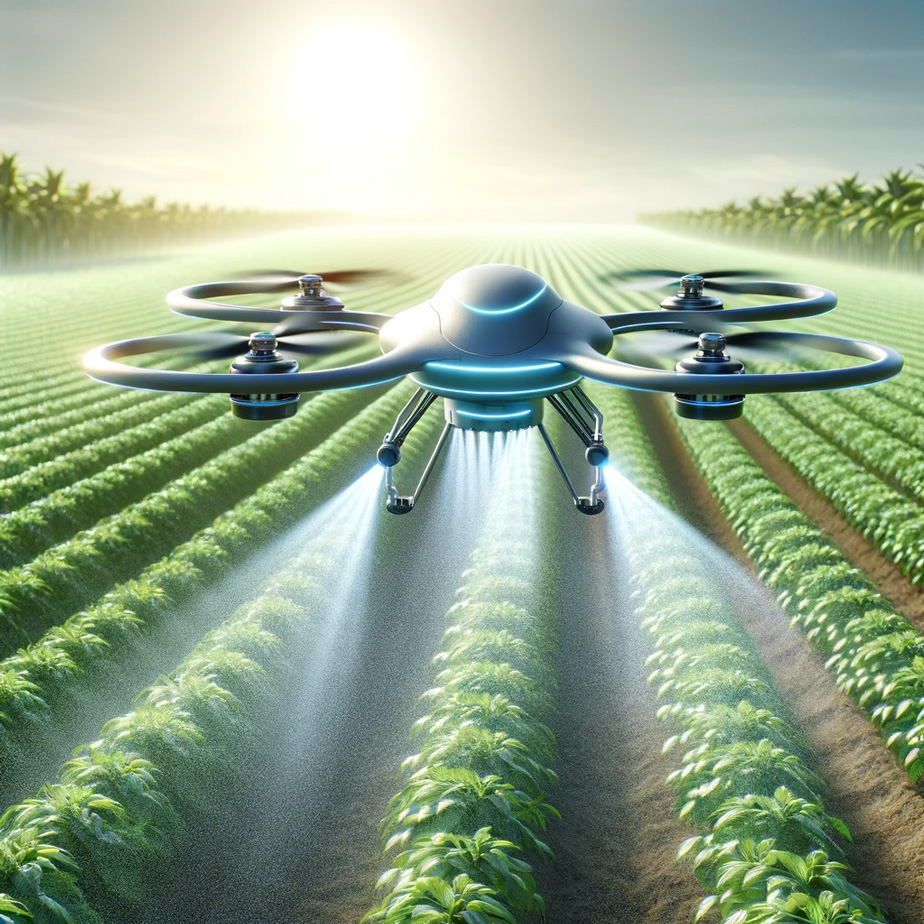 drone-spraying-crops-in-a-vast,-well-organized-farm-field